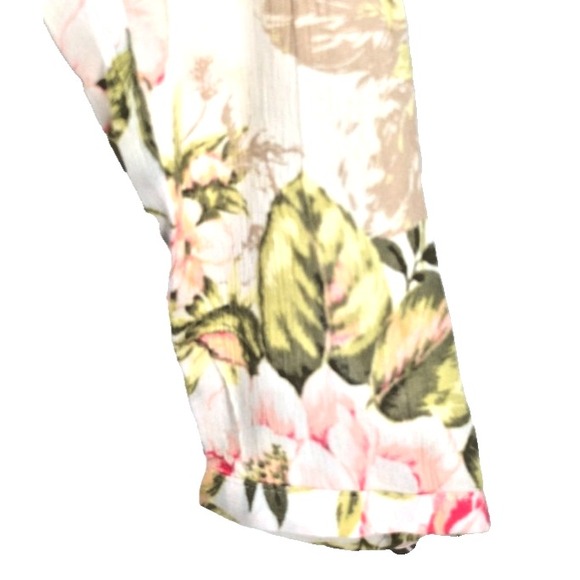 J. Jill Blouse Top Small White Pink Green Floral Covered Button Front - Picture 9 of 15